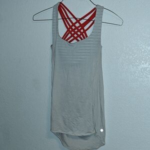 Lululemon Striped white and orange Tank Top sz 4